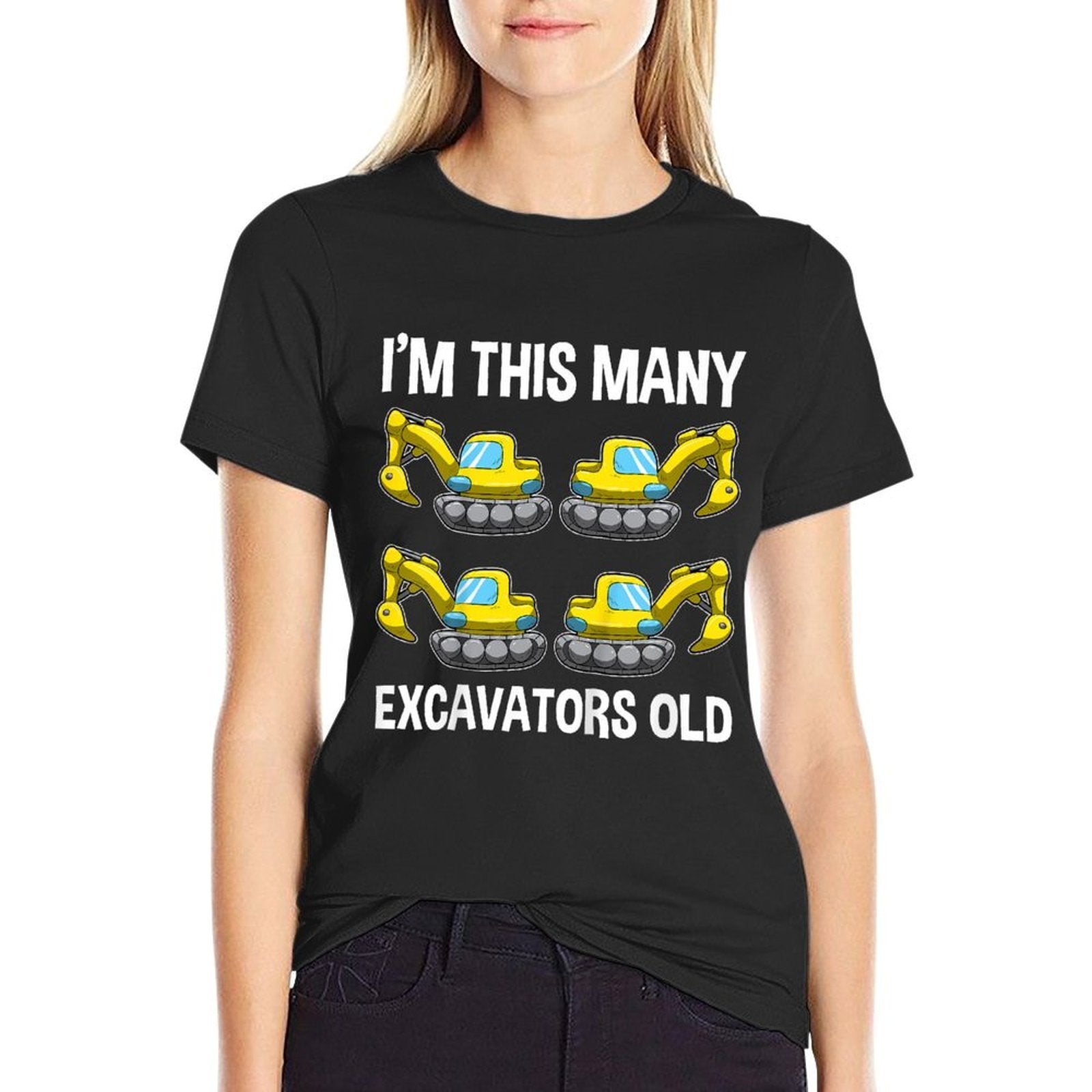 Kids I'm This Many Excavators Old T 4 Yr Birthday Gift  Trendy Pattern T-Shirt
