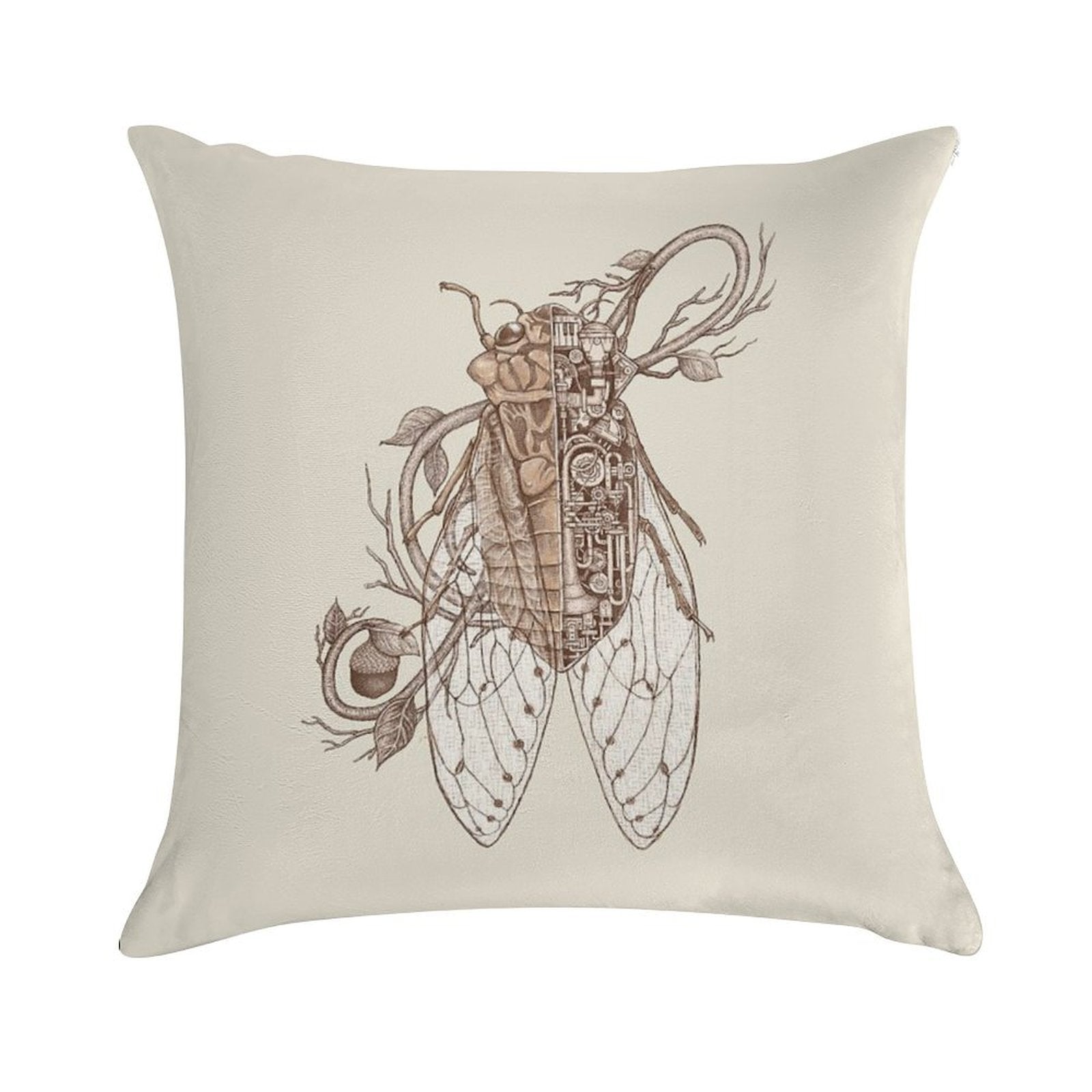 Cicada Soft Short Plush Fabric Throw Pillow