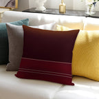 Rich Burgundy Ombre Wine with Gold Stripes Soft Reinforced Edging Throw Pillow