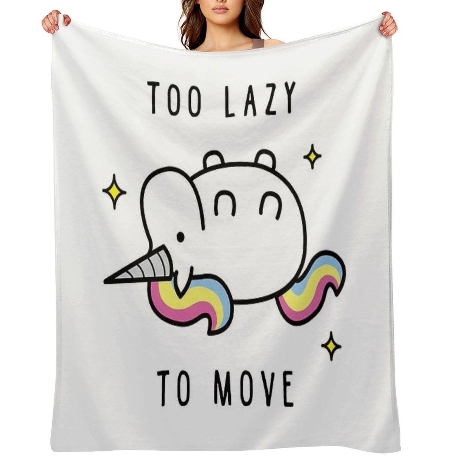 Too Lazy To Move Unicorn T-Shirt Versatility Throw Blanket