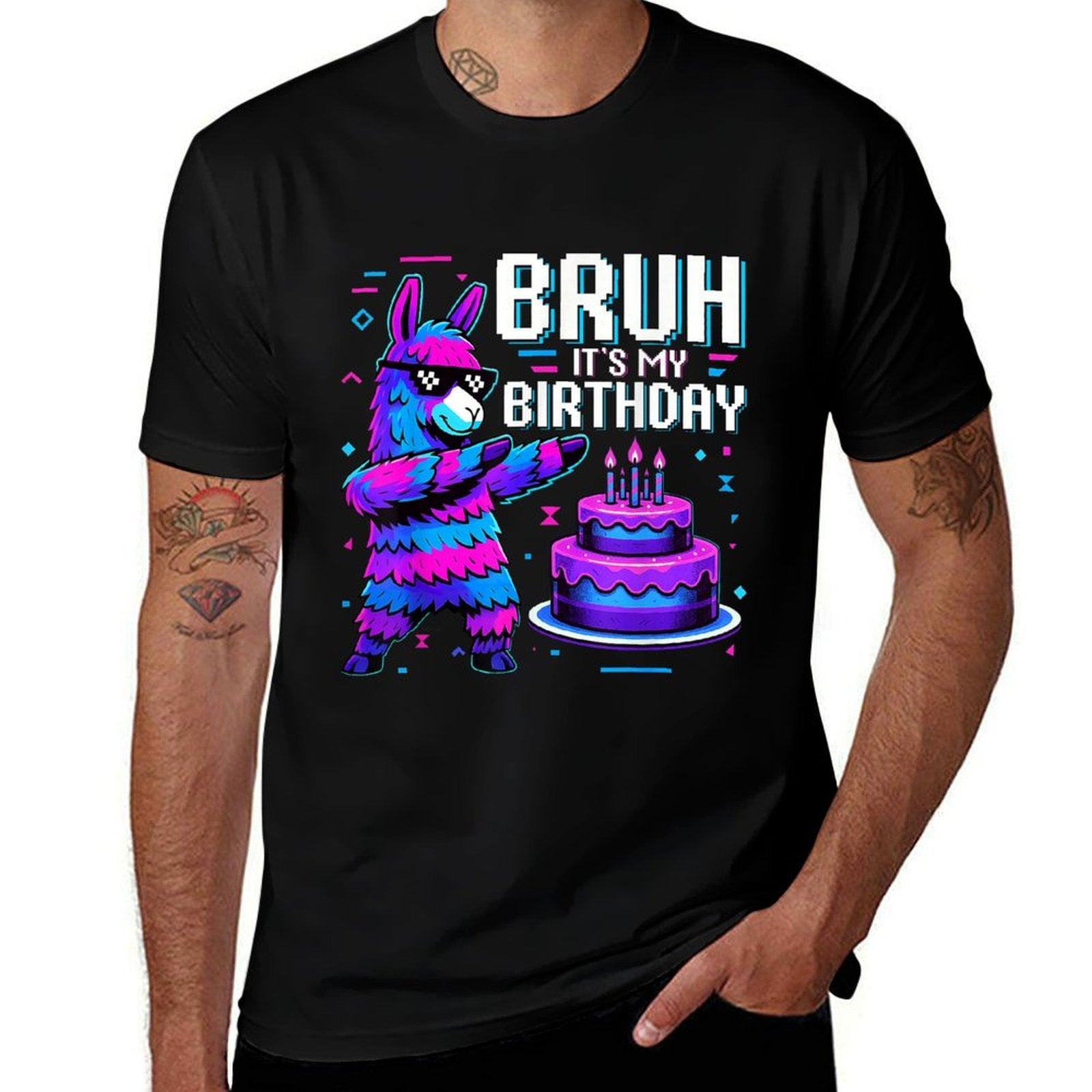 Bruh Its My Birthday Llama Pinata Boy Girl Family Party Bday  Slim-fit Cut T-Shirt