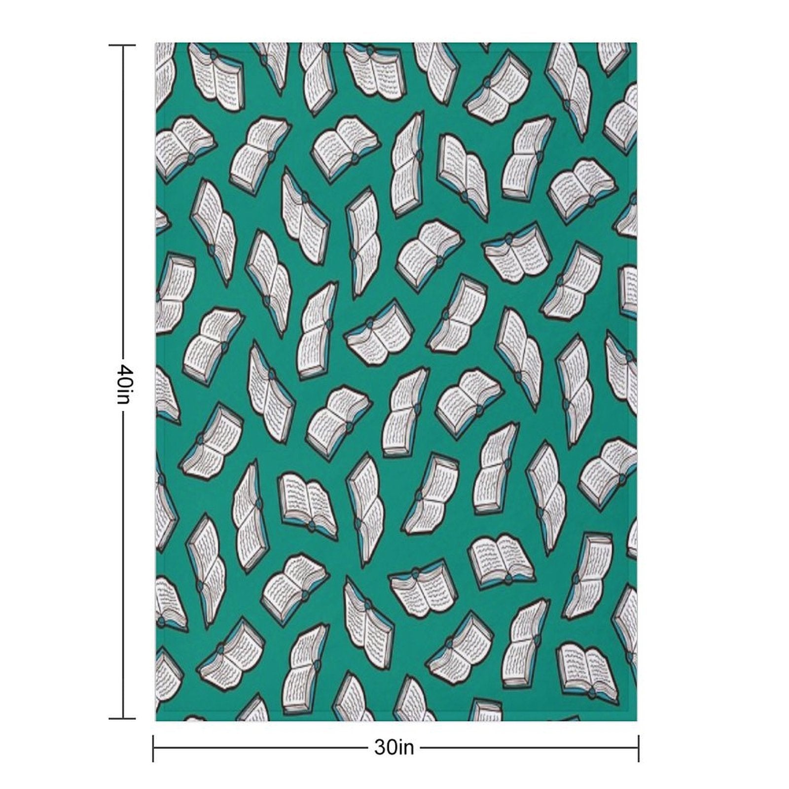 Bookish Reading Pattern in Jade Sustainable Throw Blanket