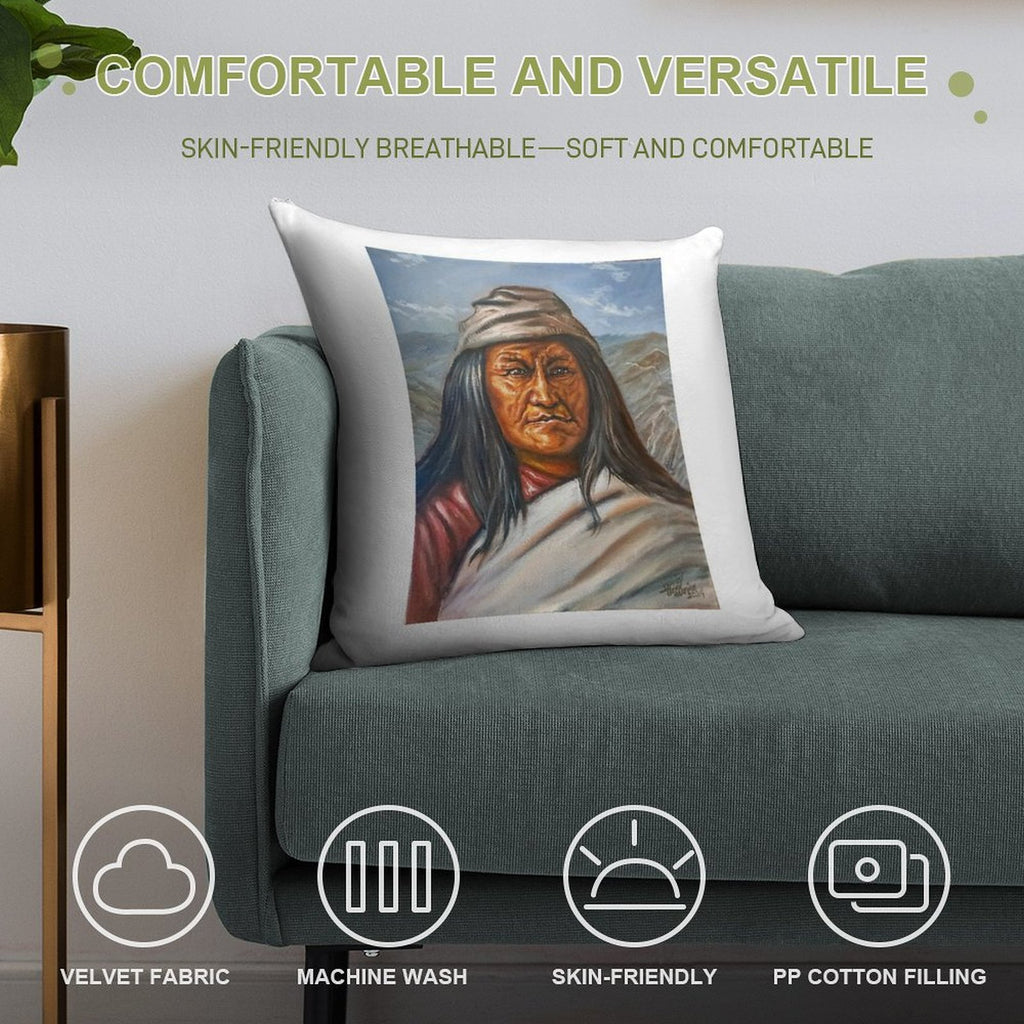 Chief Juh - Nednai Chiricahua Apache Chief Soft Washable Throw Pillow
