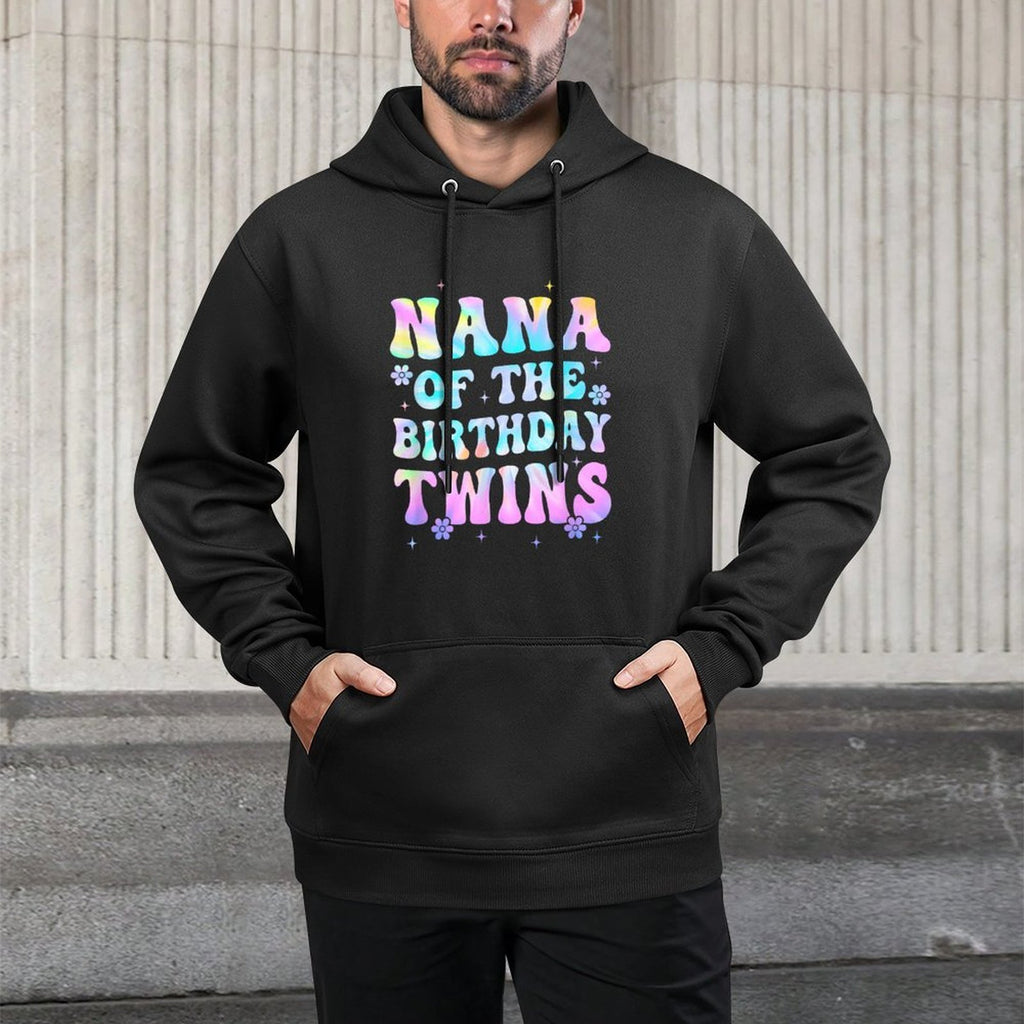 Nana of The Birthday Twins Girls Kids Party Retro Bday Casual Wear Hoodie