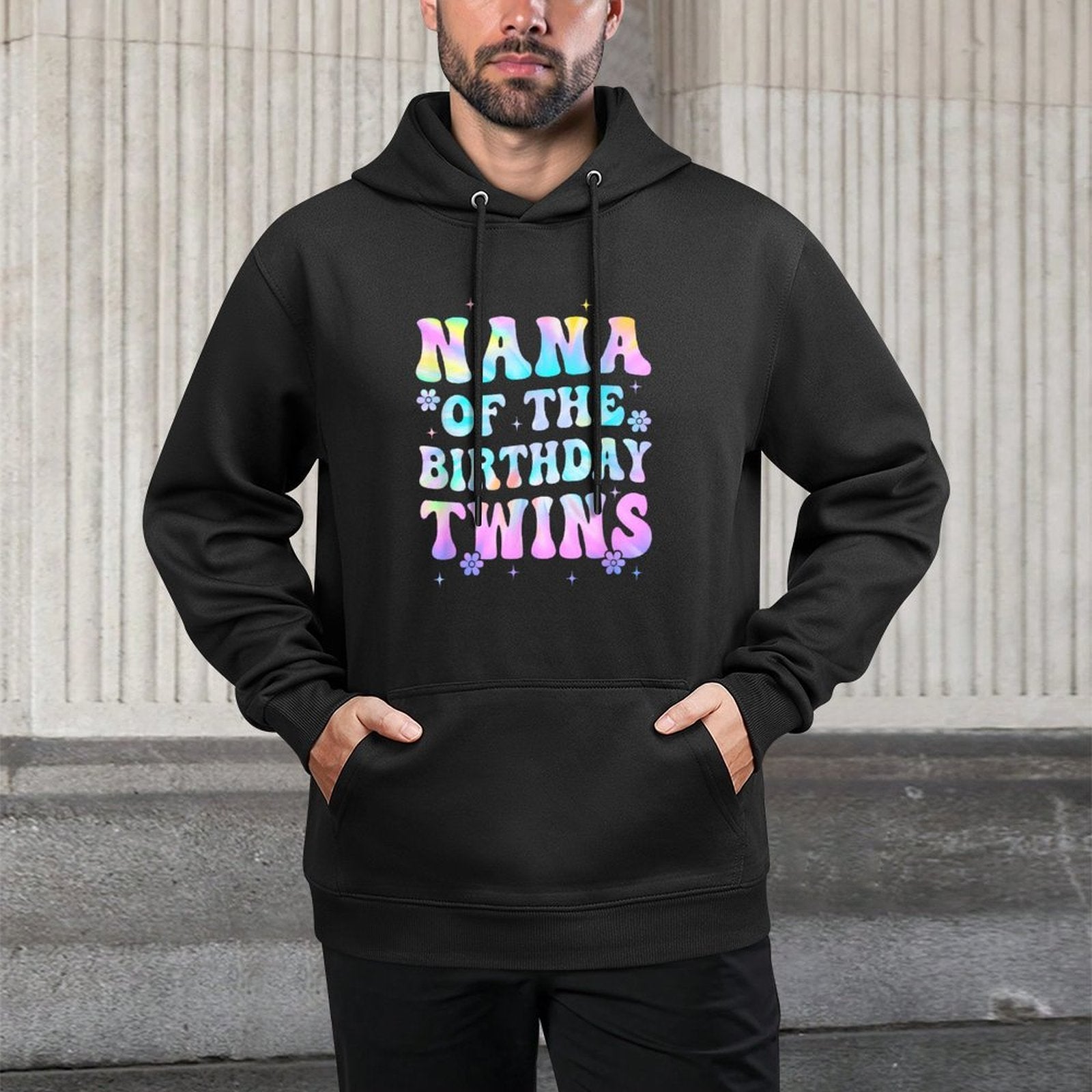 Nana of The Birthday Twins Girls Kids Party Retro Bday Casual Wear Hoodie