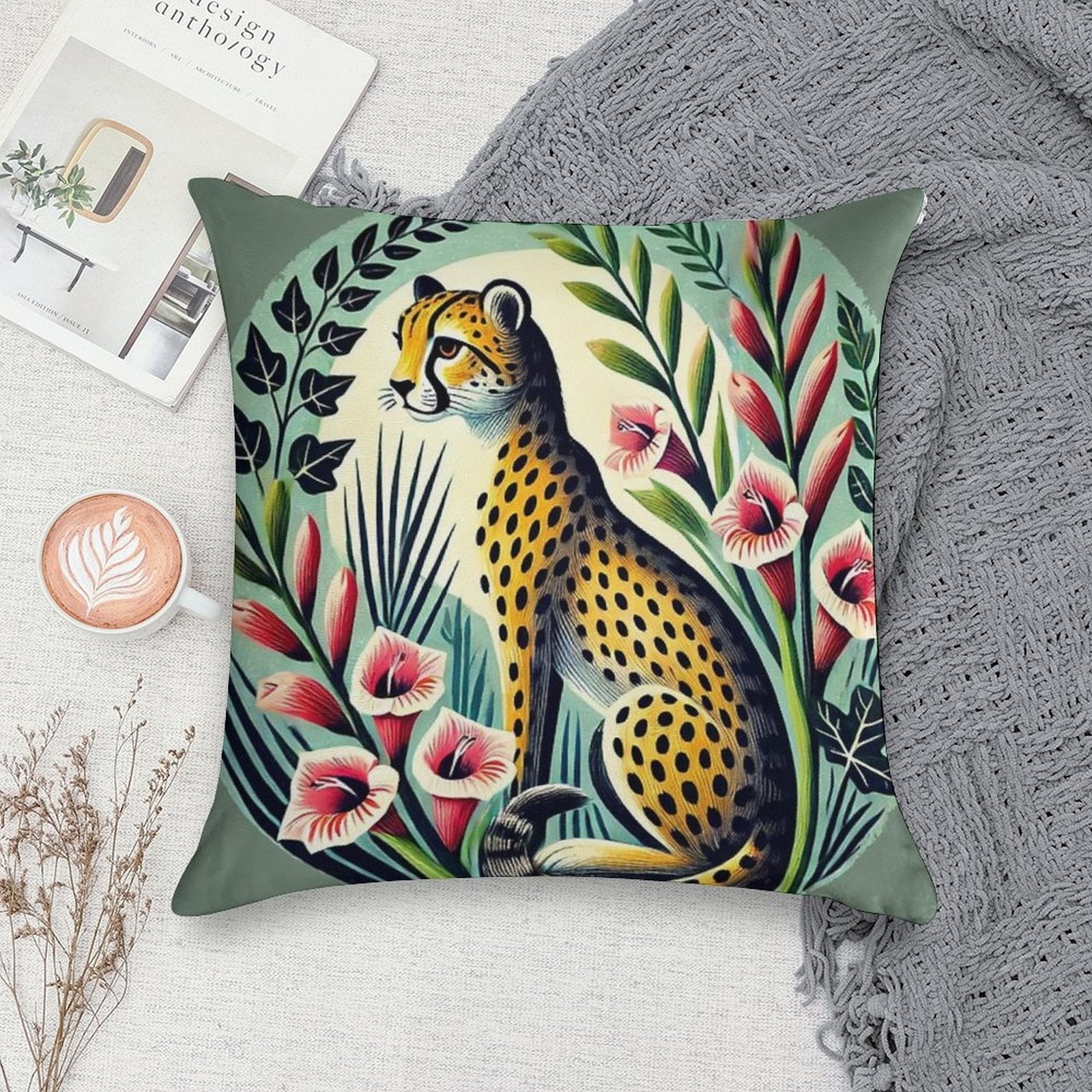 Cheetah Soft High-Density Material Throw Pillow