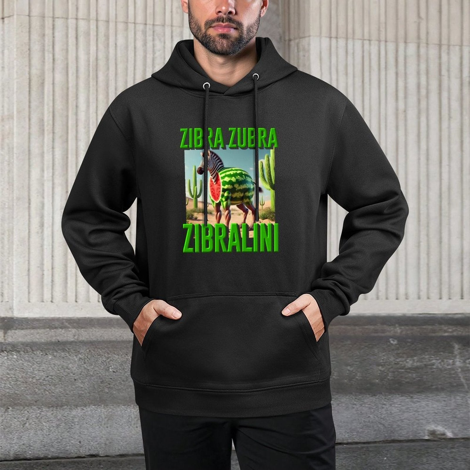 Kids Italian Brainrot Character Zibra Zubra Zibralini Kids Meme Premium Customizable Surface Hoodie