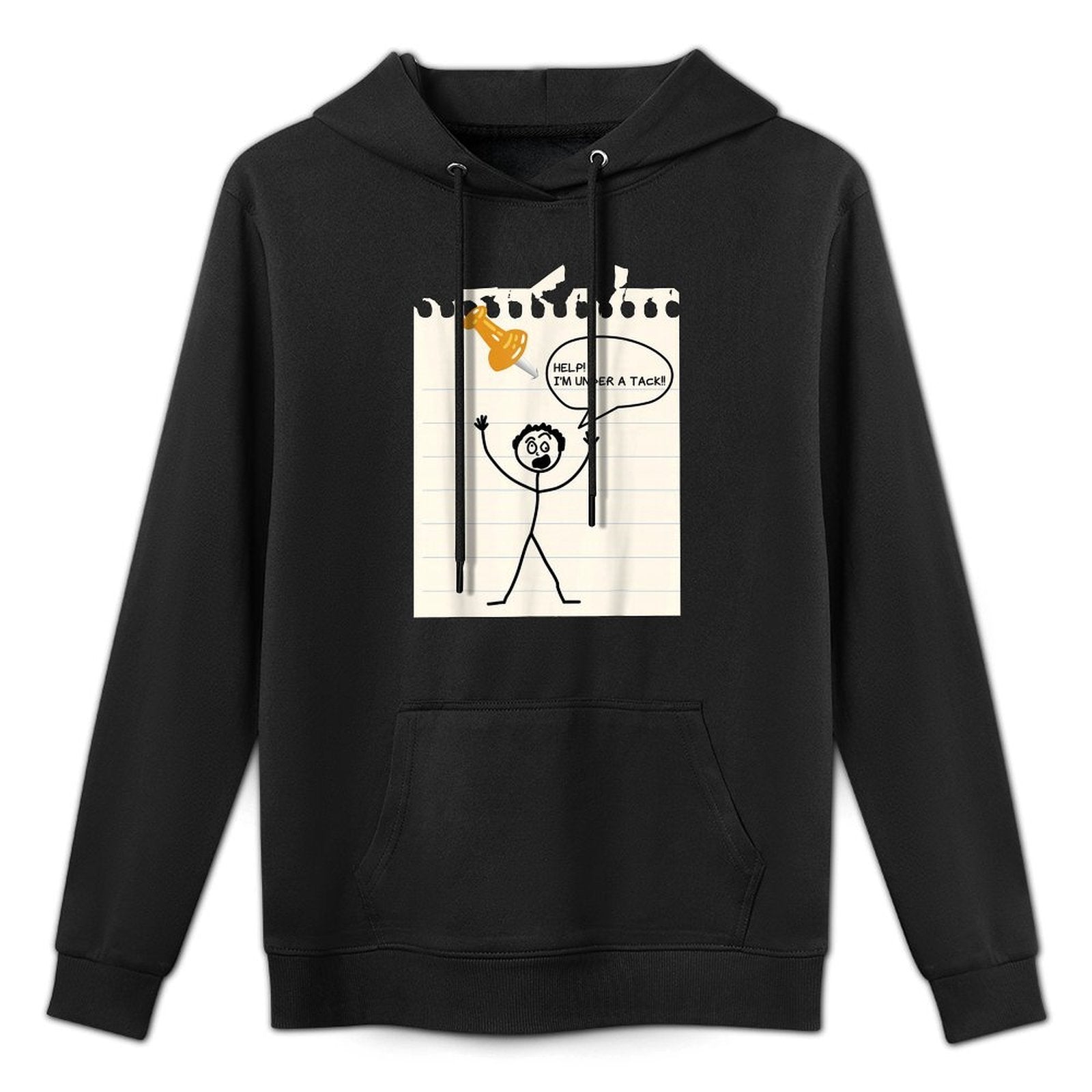 Stick Man Silly Stuff Black for Men - Stick Figure Under A Tack Easy Care Hoodie