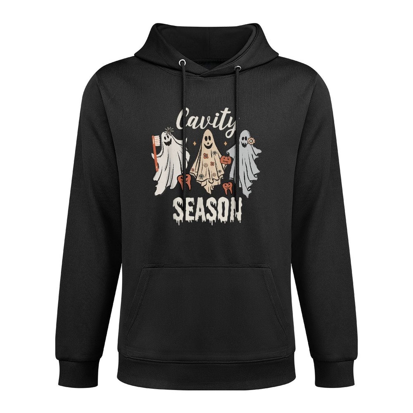Cavity Season Halloween Funny Dental Ghosts And Toothbrush Cotton-Polyester Blend Hoodie
