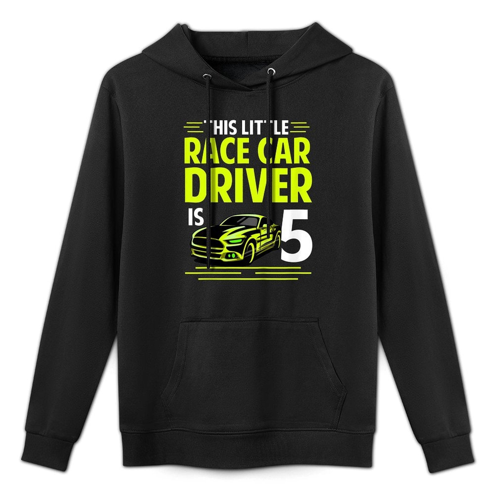 Kids Race Car 5 Years Old Birthday Kid Racing Car 5th B-Day Kangaroo Pocket Hoodie