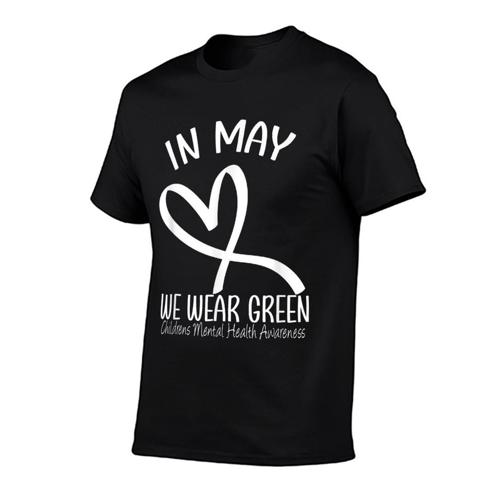Heart In May We Wear Green Childrens Mental Health Awareness  Stretchy T-Shirt