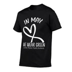Heart In May We Wear Green Childrens Mental Health Awareness  Stretchy T-Shirt
