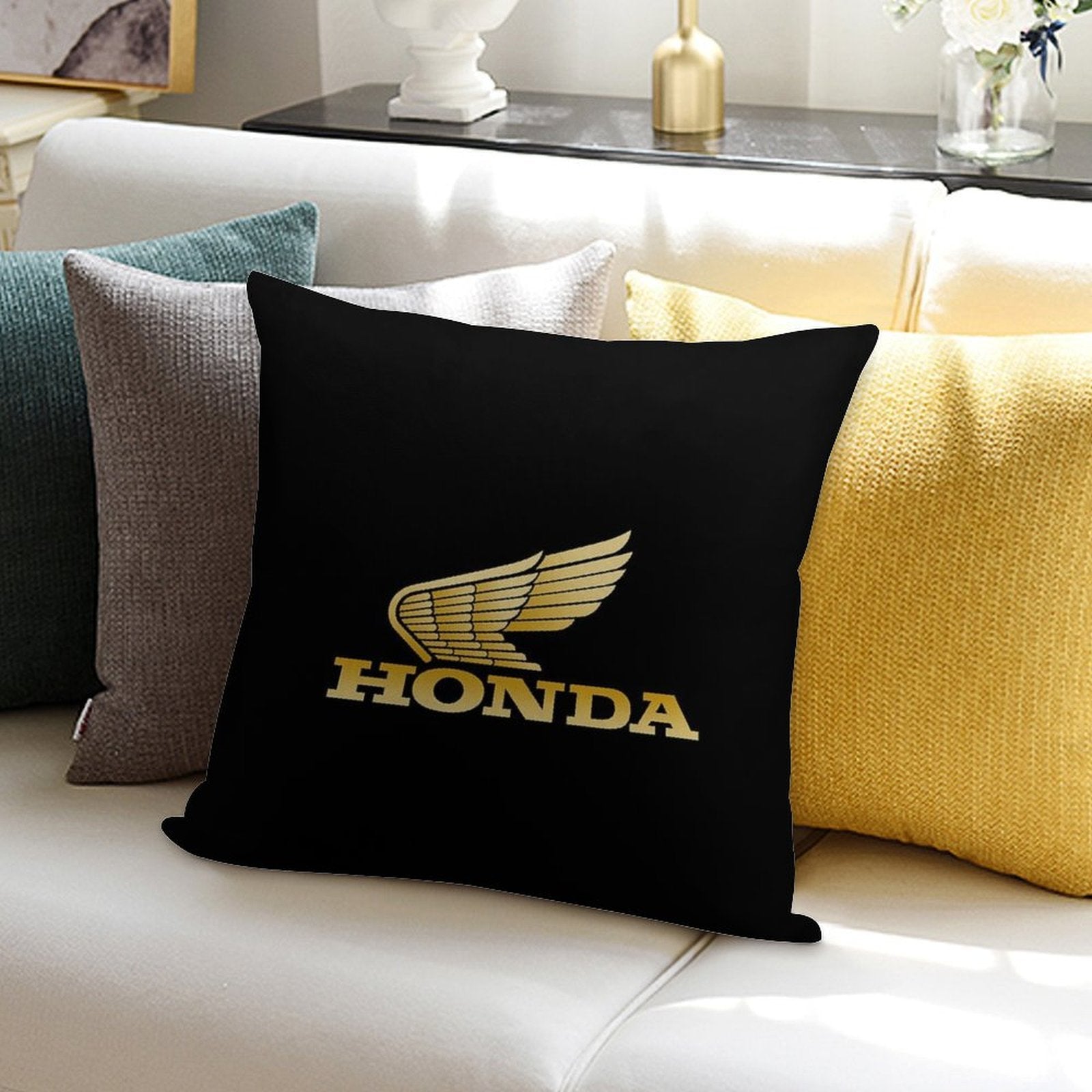 Winged Honda Retro Soft Durable Construction Throw Pillow