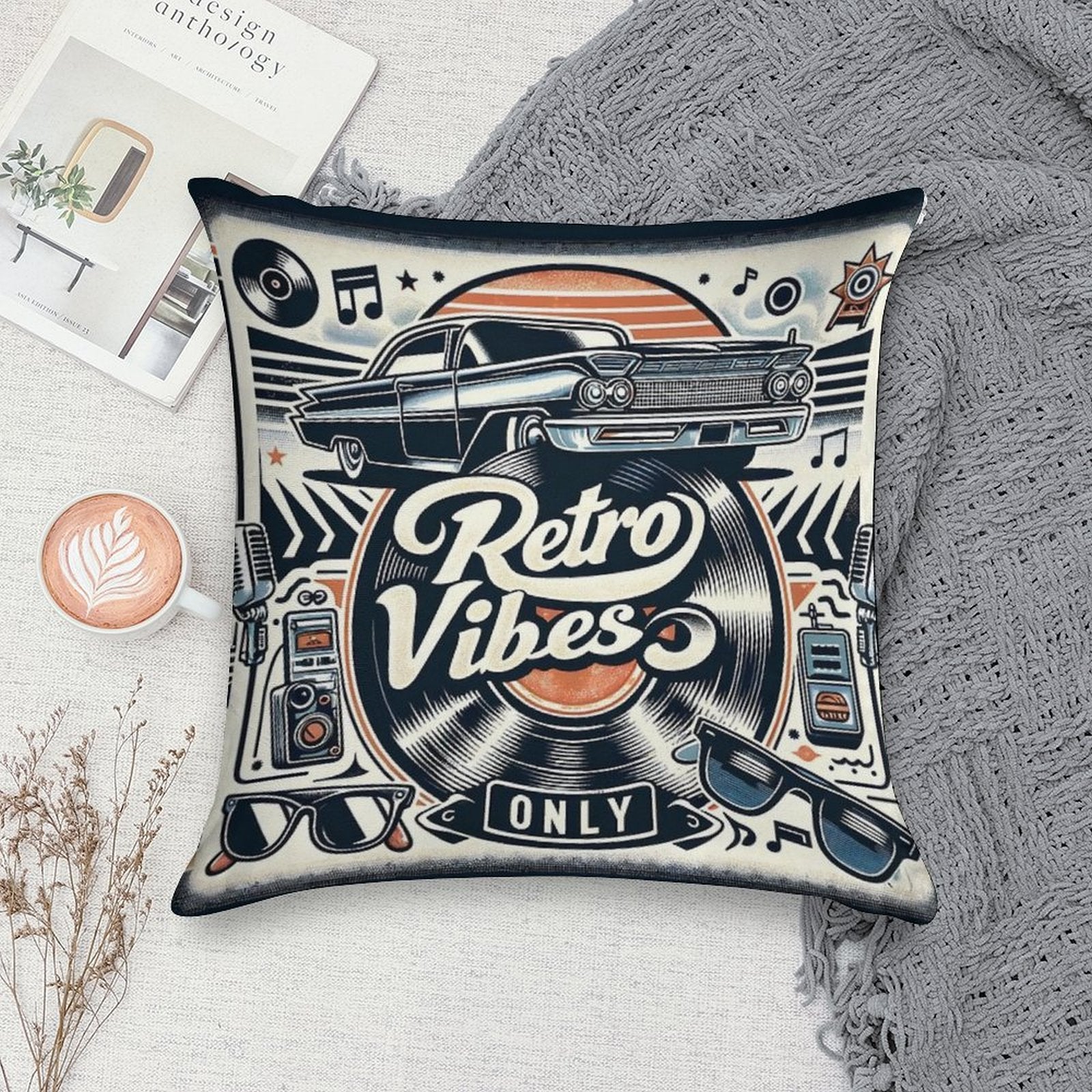 Retro Vibes Soft Multiple Sizes Throw Pillow