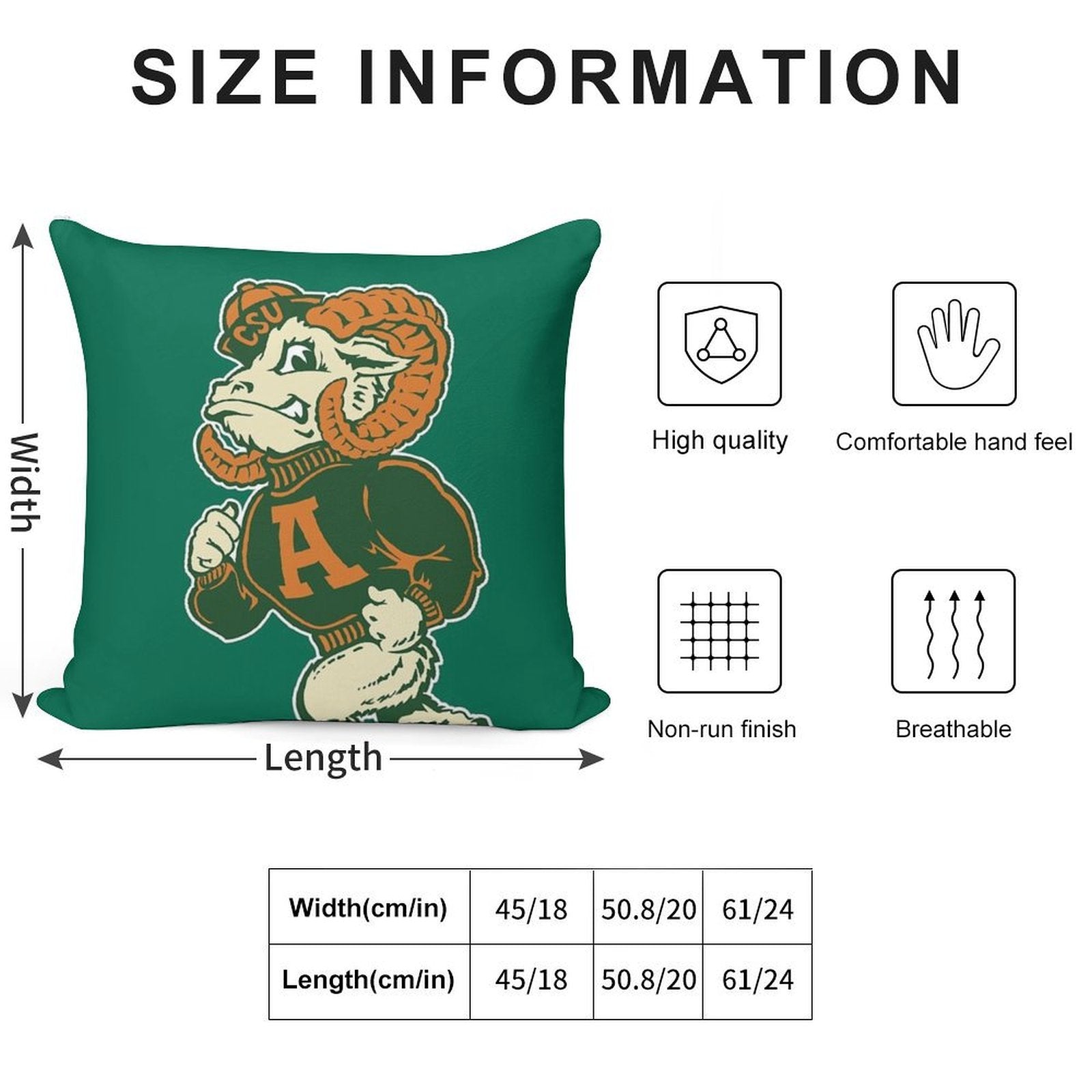Vintage Colorado State University Aggies Logo Design Soft Washable Throw Pillow