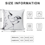 Crane in Water Looking Up  Minimalist Line Drawing  Cranes Zen Art Soft Decorative Cover Throw Pillow