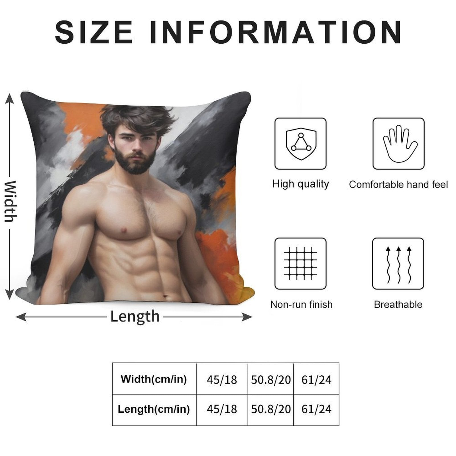 Sexy Guy Portrait Andrew Holquist Inspired Background Soft Decorative Cover Throw Pillow