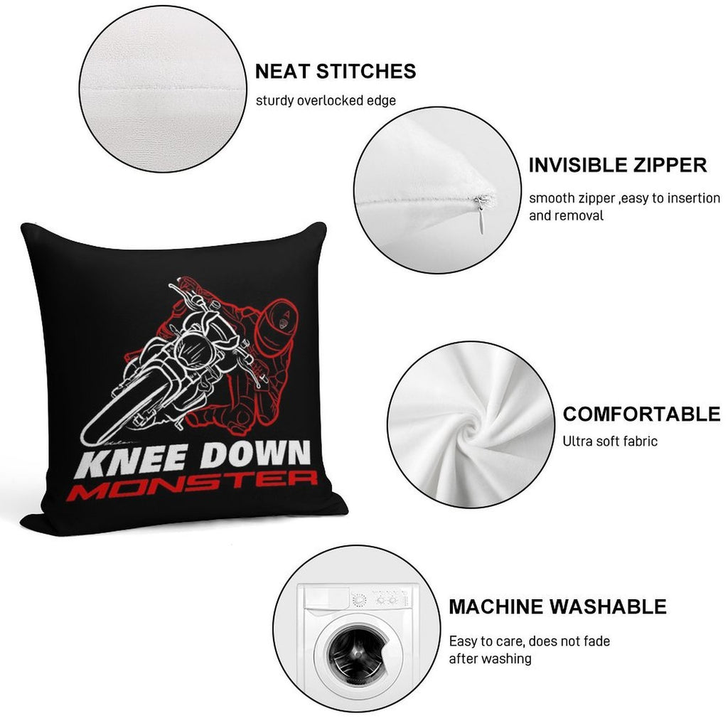 Knee Down Monster for Monster Lovers - Dark Edition with Text - Biker Quotes Soft Ultra-Soft Texture Throw Pillow
