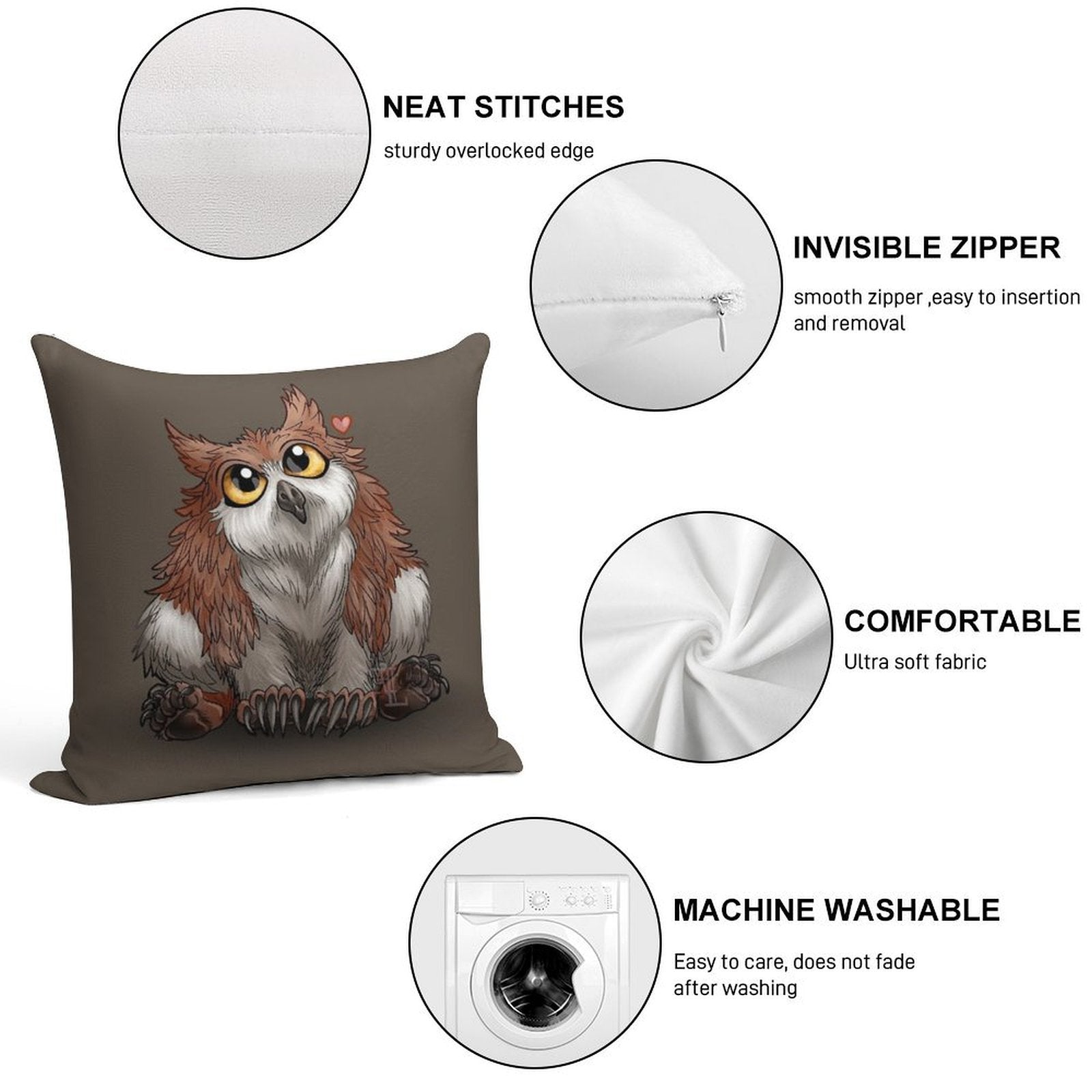 Adorable Owlbear Cub Soft Bedroom Essential Throw Pillow