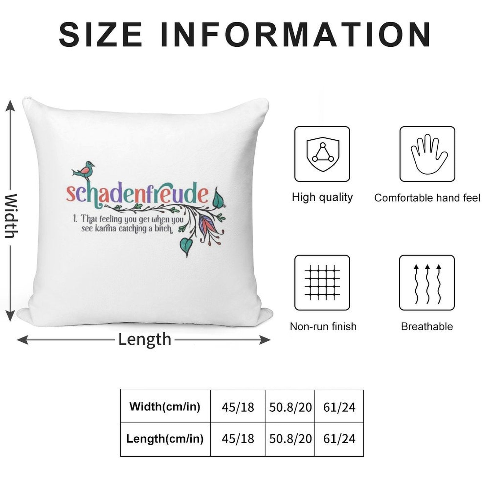 Schadenfreude - Definition with German Folk Flowers Soft Warmth Comfort Throw Pillow