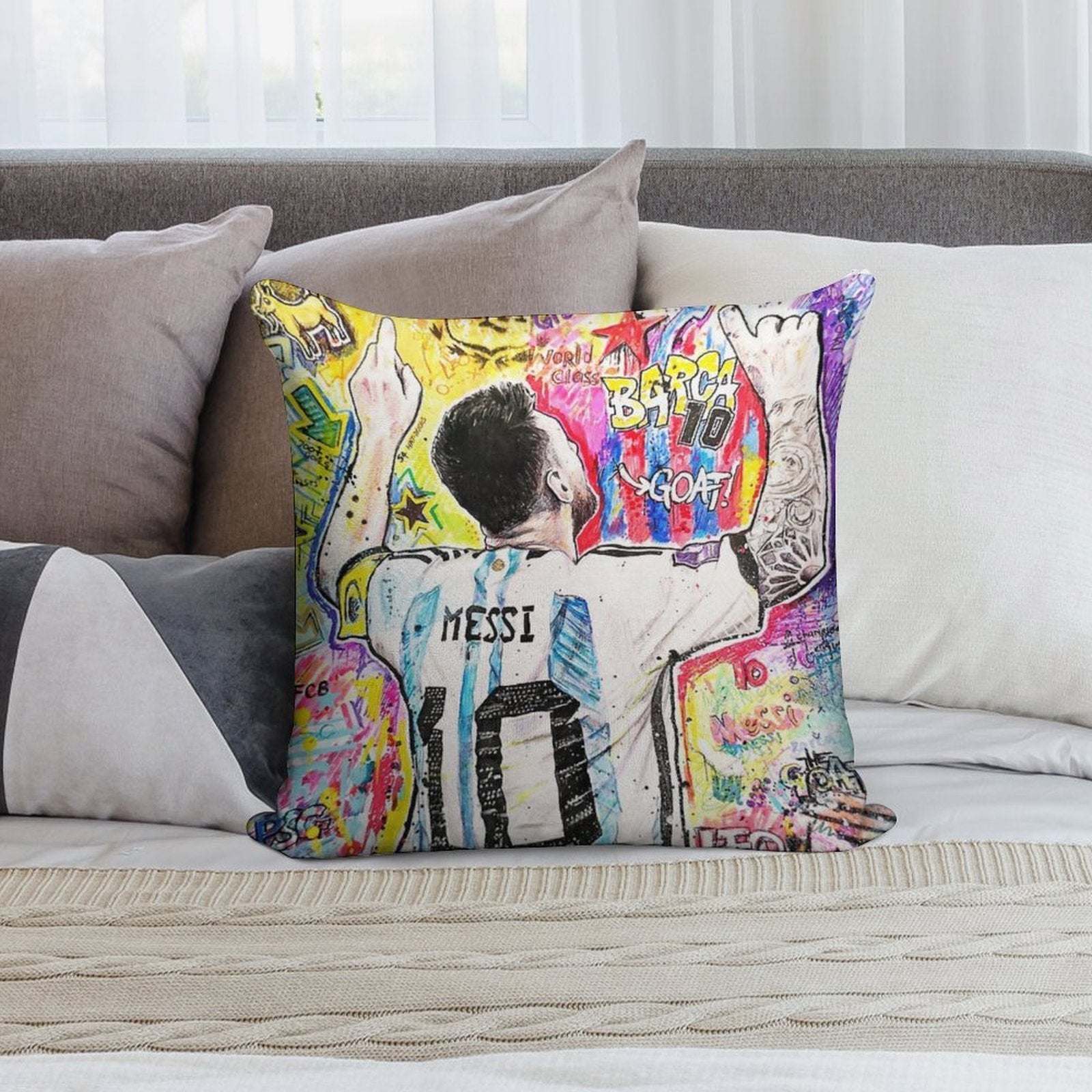 Lionel Messi Soft Gift Ready Throw Pillow
