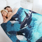 Whale in Blue Ocean Versatility Throw Blanket