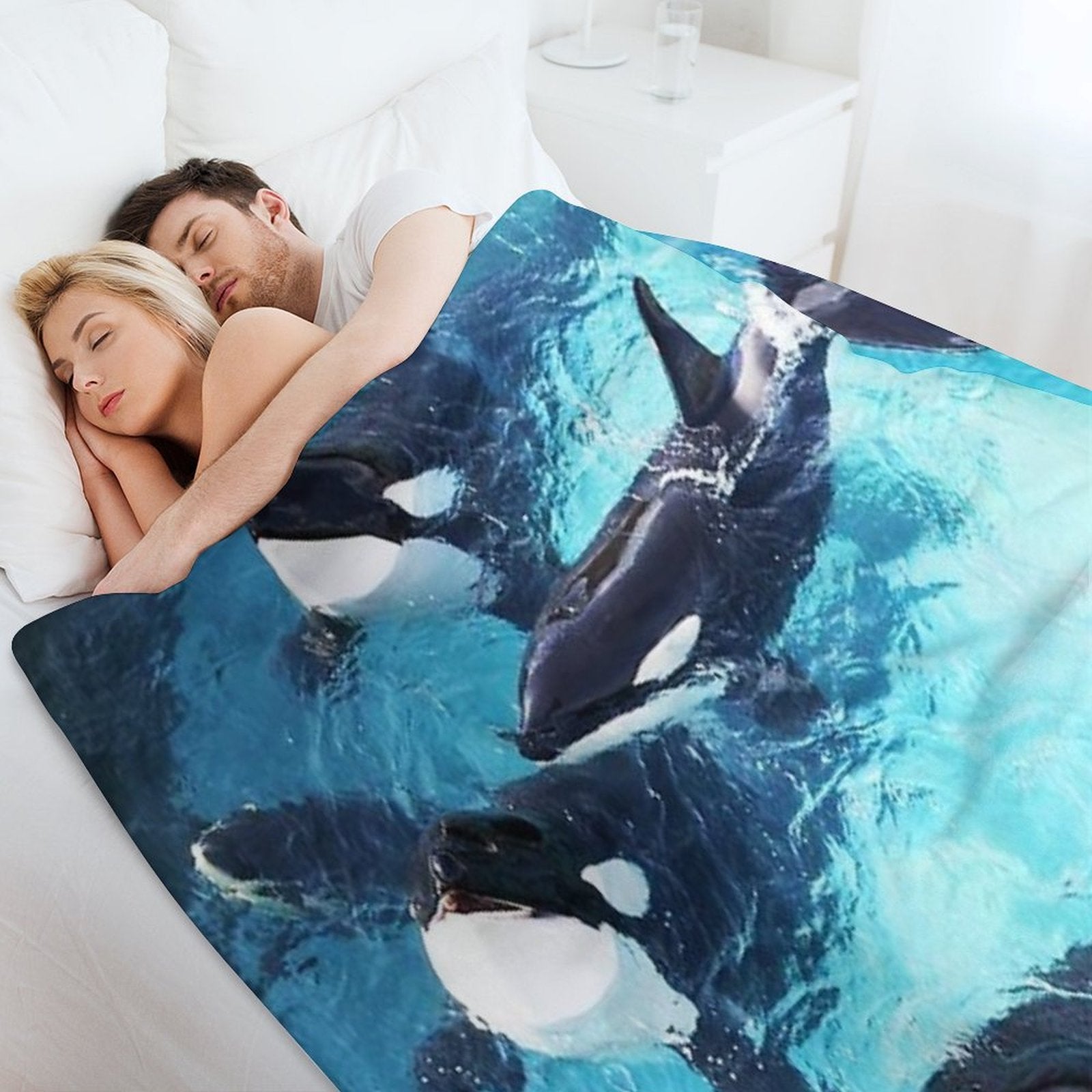 Whale in Blue Ocean Versatility Throw Blanket