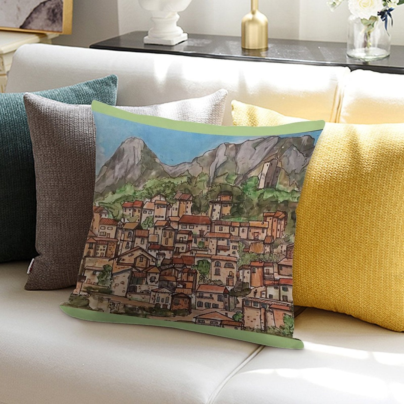 Italian Village Soft Anti-Pilling Throw Pillow