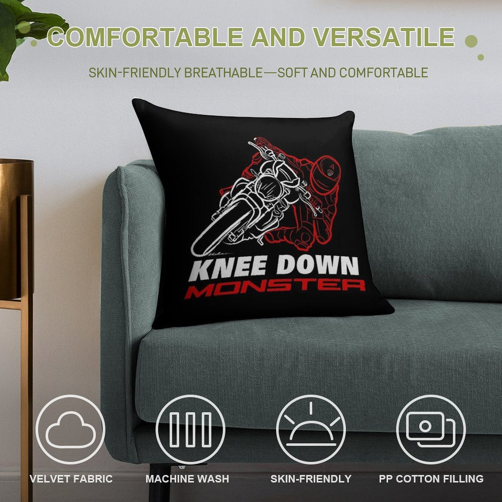 Knee Down Monster for Monster Lovers - Dark Edition with Text - Biker Quotes Soft Ultra-Soft Texture Throw Pillow