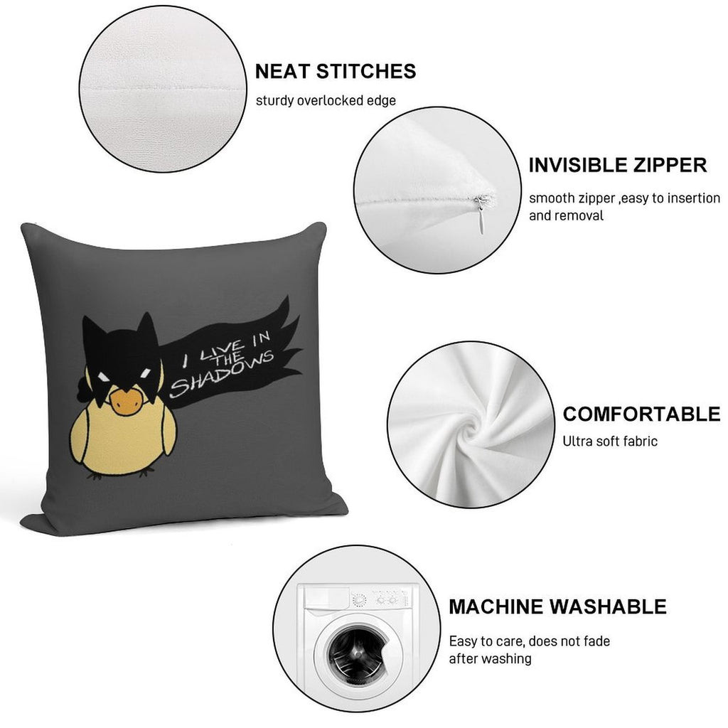 Duck in Bat Costume Soft Washable Throw Pillow