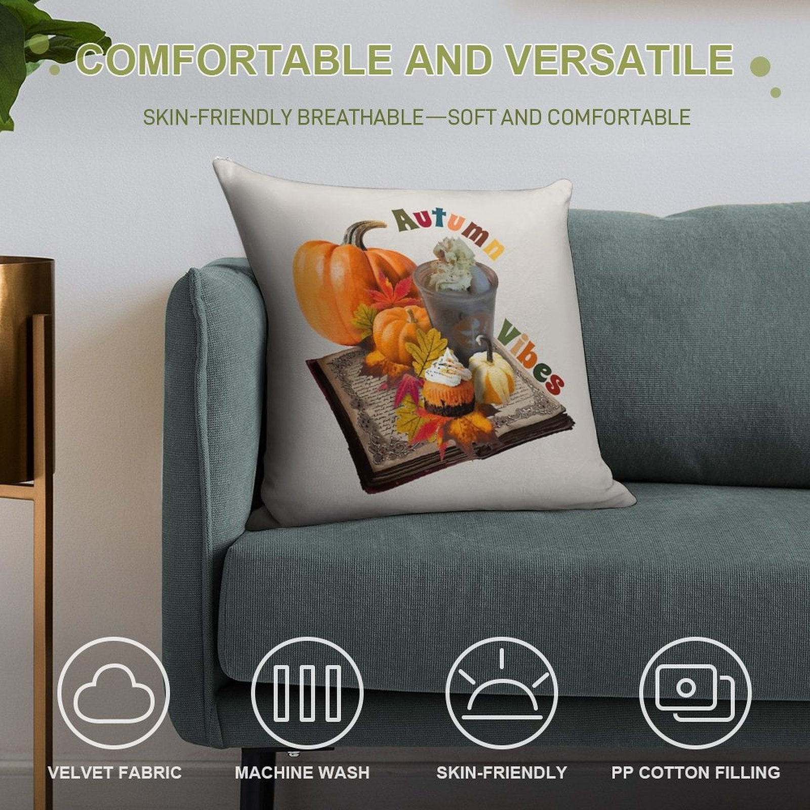 Autumn Vibes by H LaBs Creations © Soft Shrink-Resistant Throw Pillow