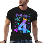 It's My 4th Bday Mermaid Funny Birthday Girls 4 Years Old  Oversized Silhouette T-Shirt