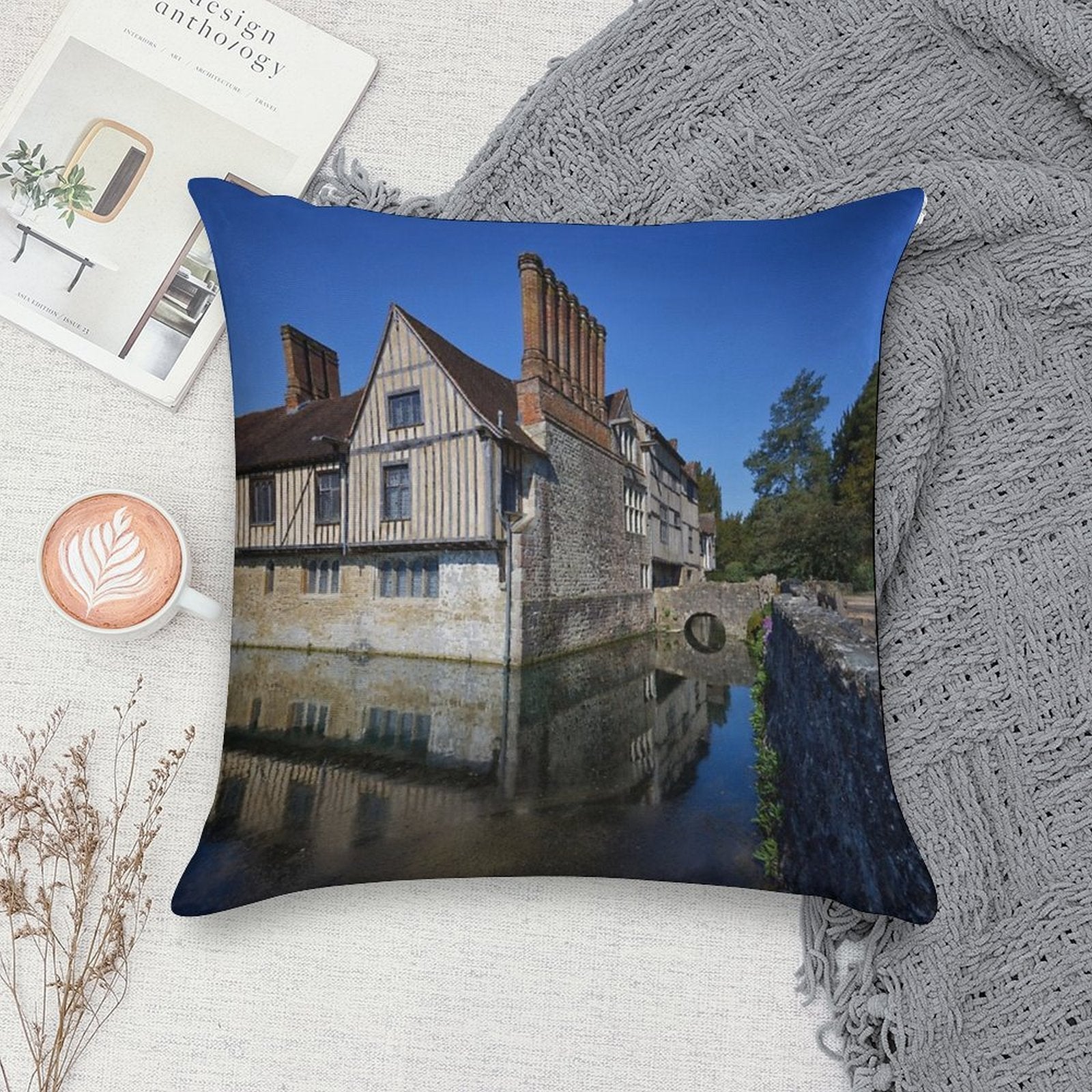 Ightham Mote in Kent England UK Soft Durable Construction Throw Pillow