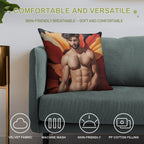 Sexy Guy Portrait Georgia O'Keeffe Inspired Background 2 Soft Short Plush Fabric Throw Pillow