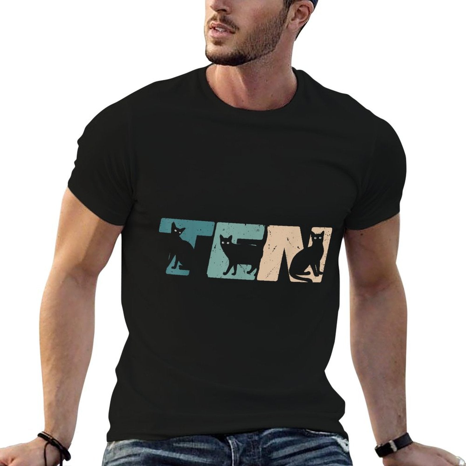 10 Year Old 10th Birthday Cat Party Boys Girls Kids  High-quality Stitching T-Shirt