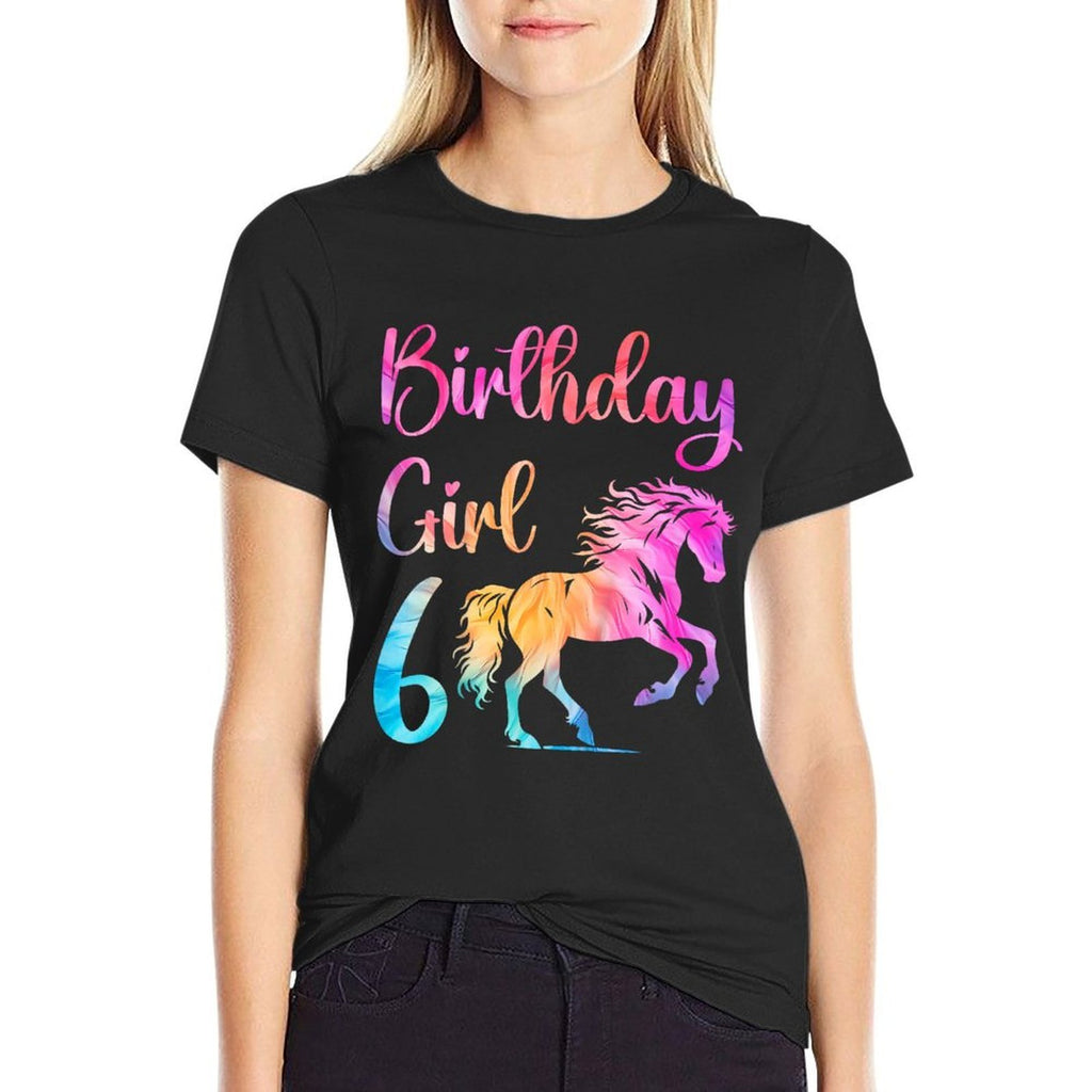 Kids 6th Birthday Horse 6 Year Old Girl Birthday Horse Lovers  Classic T-Shirt