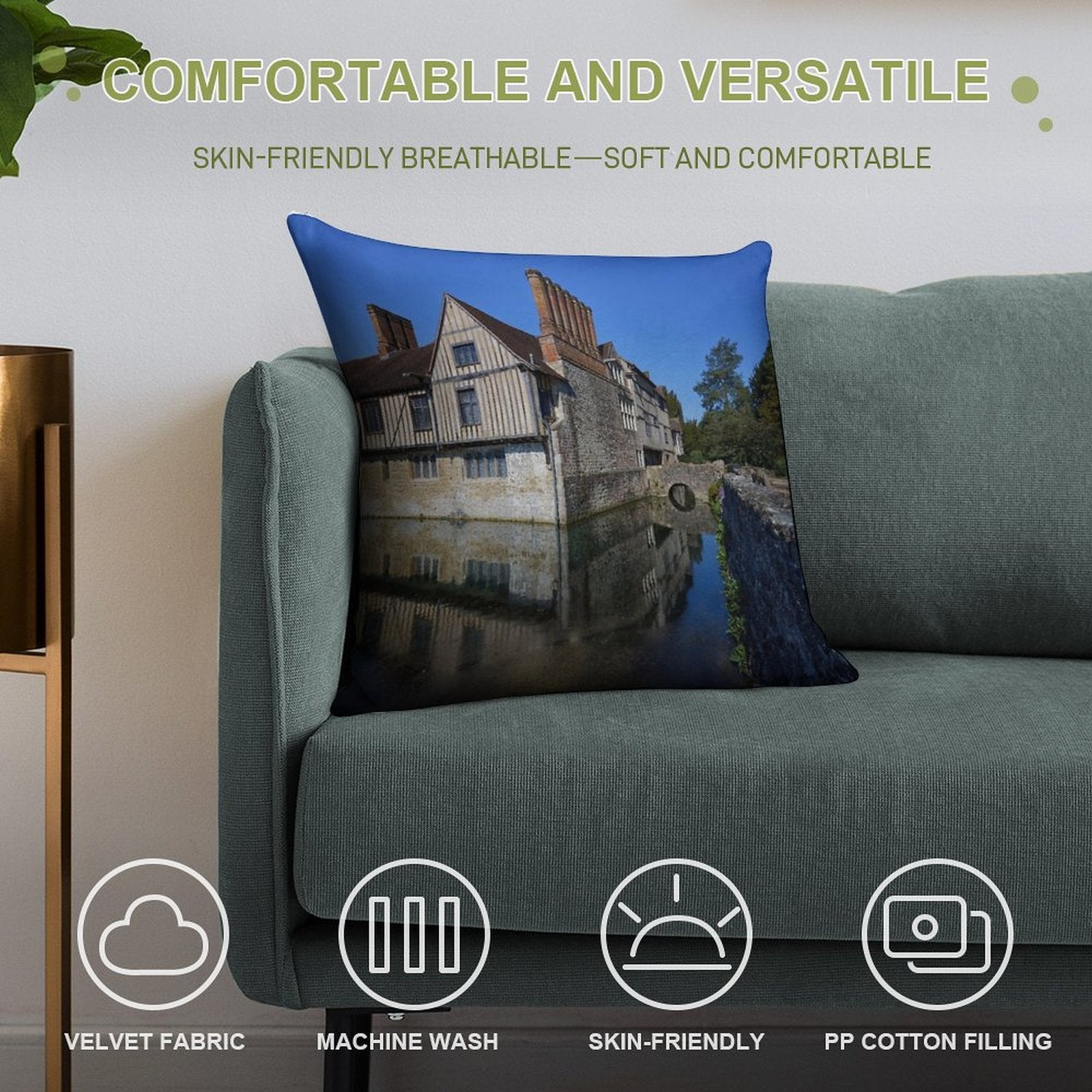 Ightham Mote in Kent England UK Soft Durable Construction Throw Pillow