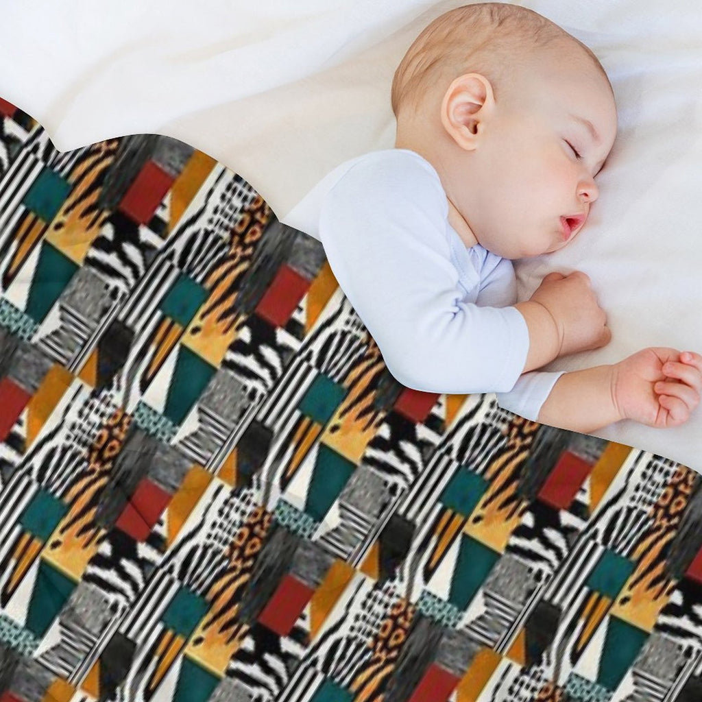Textile Collage of Wild Prints Durable Throw Blanket
