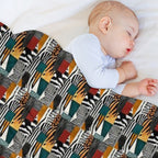 Textile Collage of Wild Prints Durable Throw Blanket