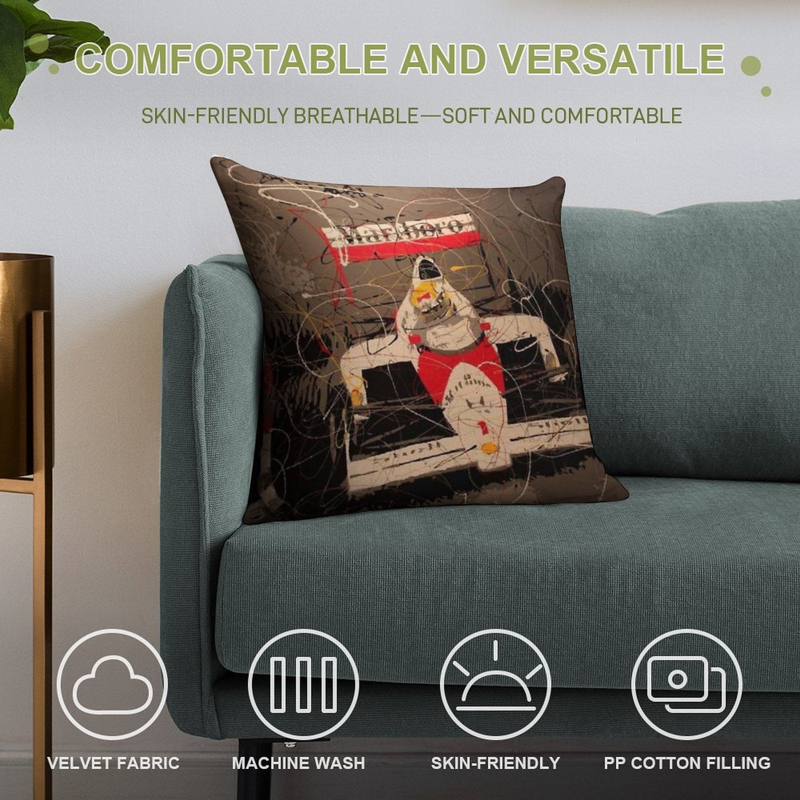 Ayrton Senna Art Soft Anti-Pilling Throw Pillow