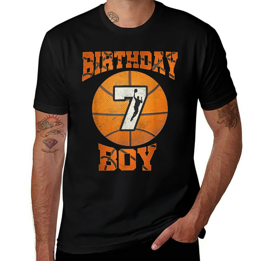 7th Birthday Outfit Boy Basketball Seven 7 Year Old Funny  Soft T-Shirt