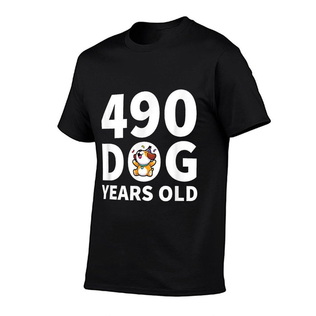 70th Birthday, 490 Dog Years Old Gift  Oversized Silhouette T-Shirt
