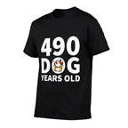 70th Birthday, 490 Dog Years Old Gift  Oversized Silhouette T-Shirt