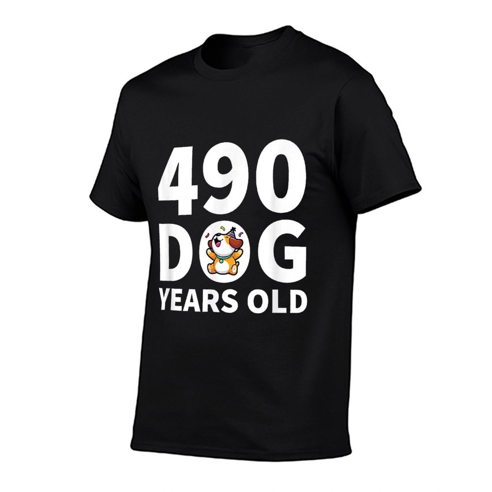 70th Birthday, 490 Dog Years Old Gift  Oversized Silhouette T-Shirt