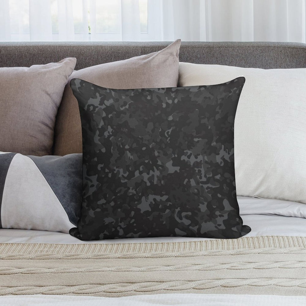 Charcoal Camouflage Black Grey Night Camo Soft Warmth Comfort Throw Pillow
