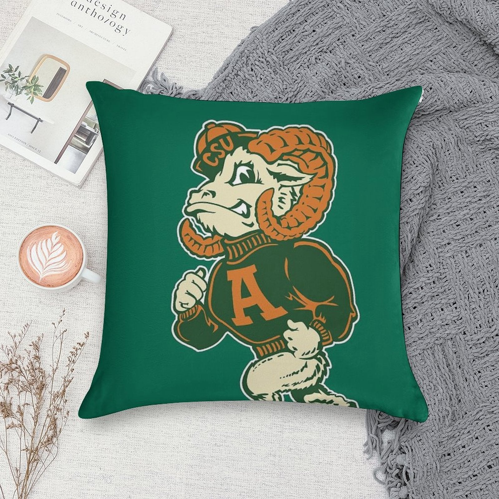 Vintage Colorado State University Aggies Logo Design Soft Washable Throw Pillow