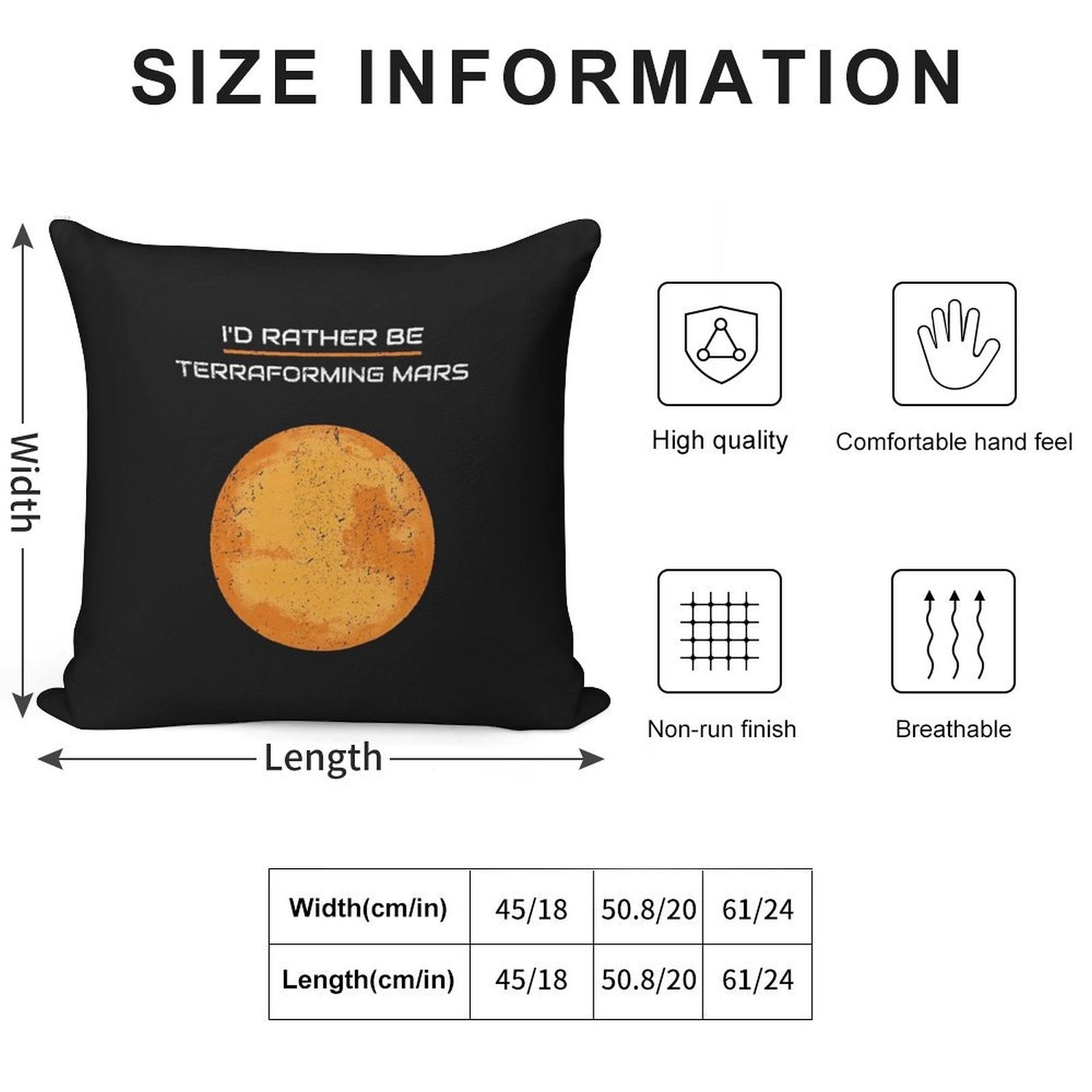 I'D RATHER BE TERRAFORMING MARS Soft Hidden Zipper Throw Pillow