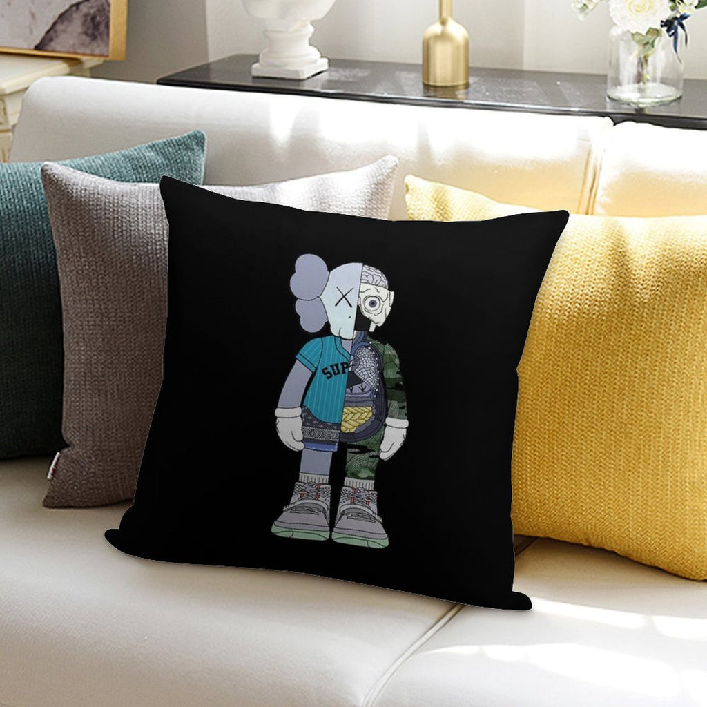 Half Robot Soft Luxury Feel Throw Pillow