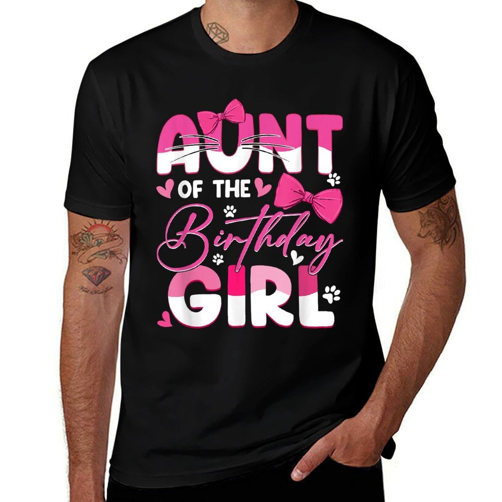 Aunt Of The Birthday Girl Cat Kitty Family Matching  Breathable T-Shirt
