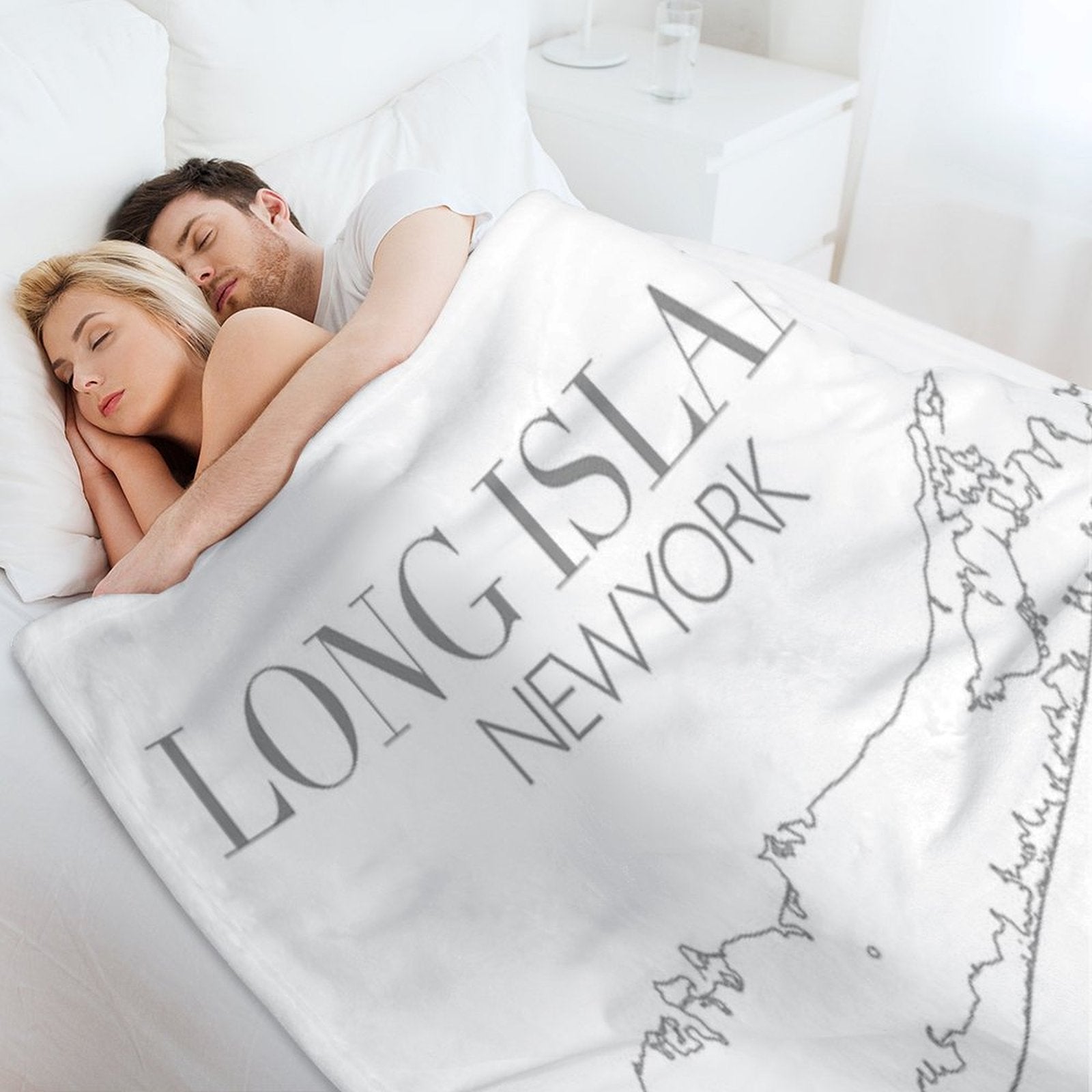 Long Island Map Machine-washable Throw Blanket